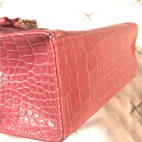 LIZ CLAIBORNE Small Satchel Bag Pink Croc Handbag Purse - Picture 7 of 11